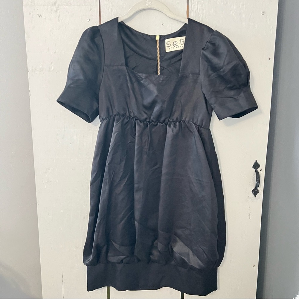 Sea cocktail dress Mini Dress with Square Neck and Puff Sleeves Size 8